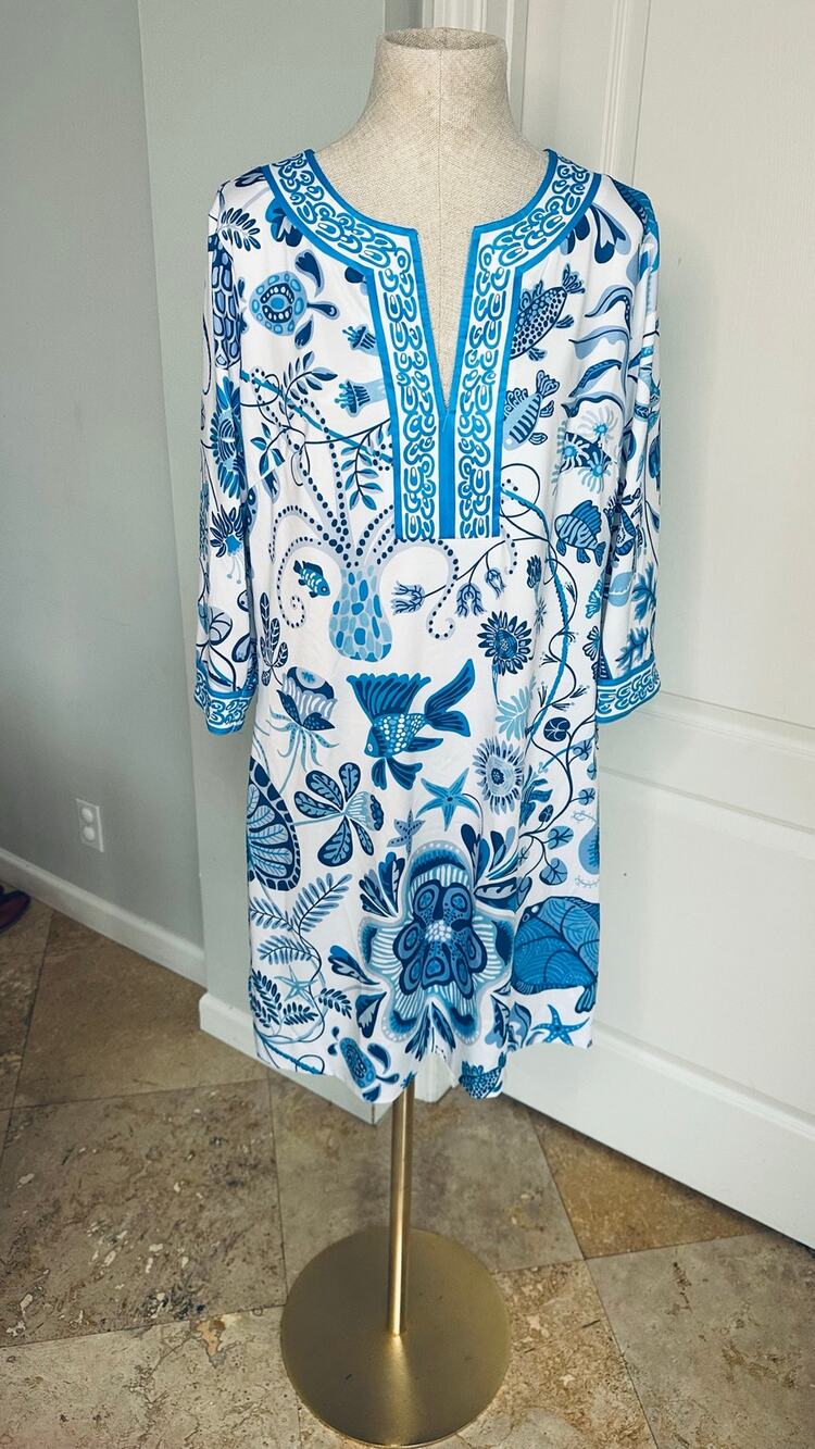Gretchen Scott Designs Split Neck Shift Dress Sz XL